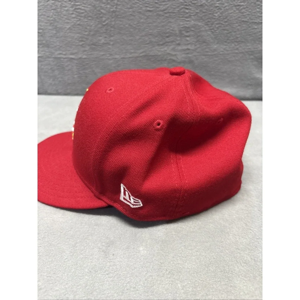Miami Marlins Hat Cap Fitted 7 1/2 Red Logo 4th July Stars & Stripes MLB New Era
